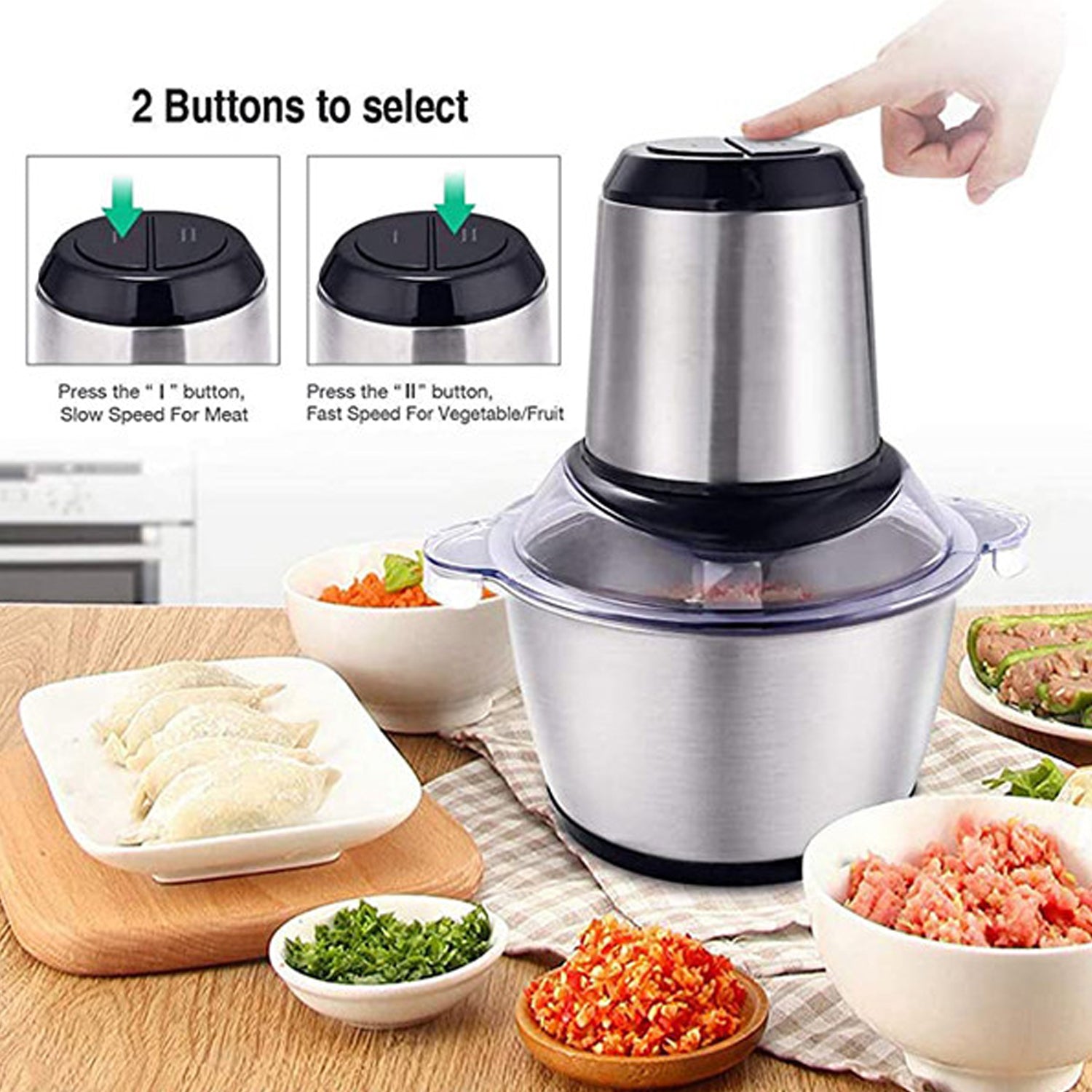 2363 Stainless Steel Electric Meat Grinders with Bowl Heavy for Kitchen Food Chopper, Meat, Vegetables, Onion , Garlic Slicer Dicer, Fruit & Nuts Blender (3L, 300Watts) DeoDap 2363 Stainless Steel Electric Meat Grinders with Bowl Heavy for Kitchen Food Chopper, Meat, Vegetables, Onion , Garlic Slicer Dicer, Fruit & Nuts Blender (3L, 300Watts) DeoDap